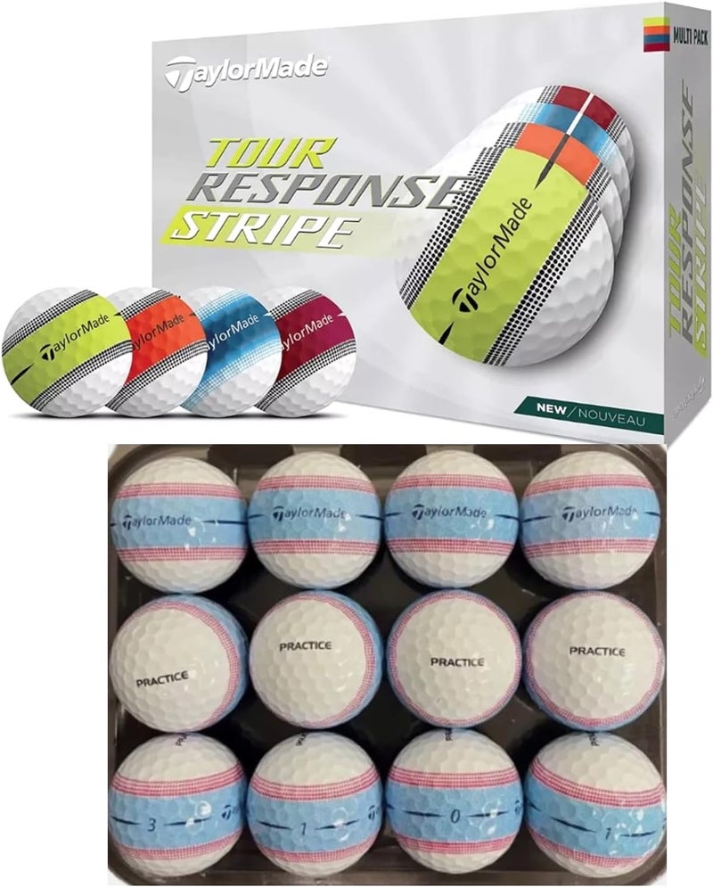 TaylorMade Tour Response Stripe Practice Golf Balls (Bagged - No Box) - 12-Balls - Image 1